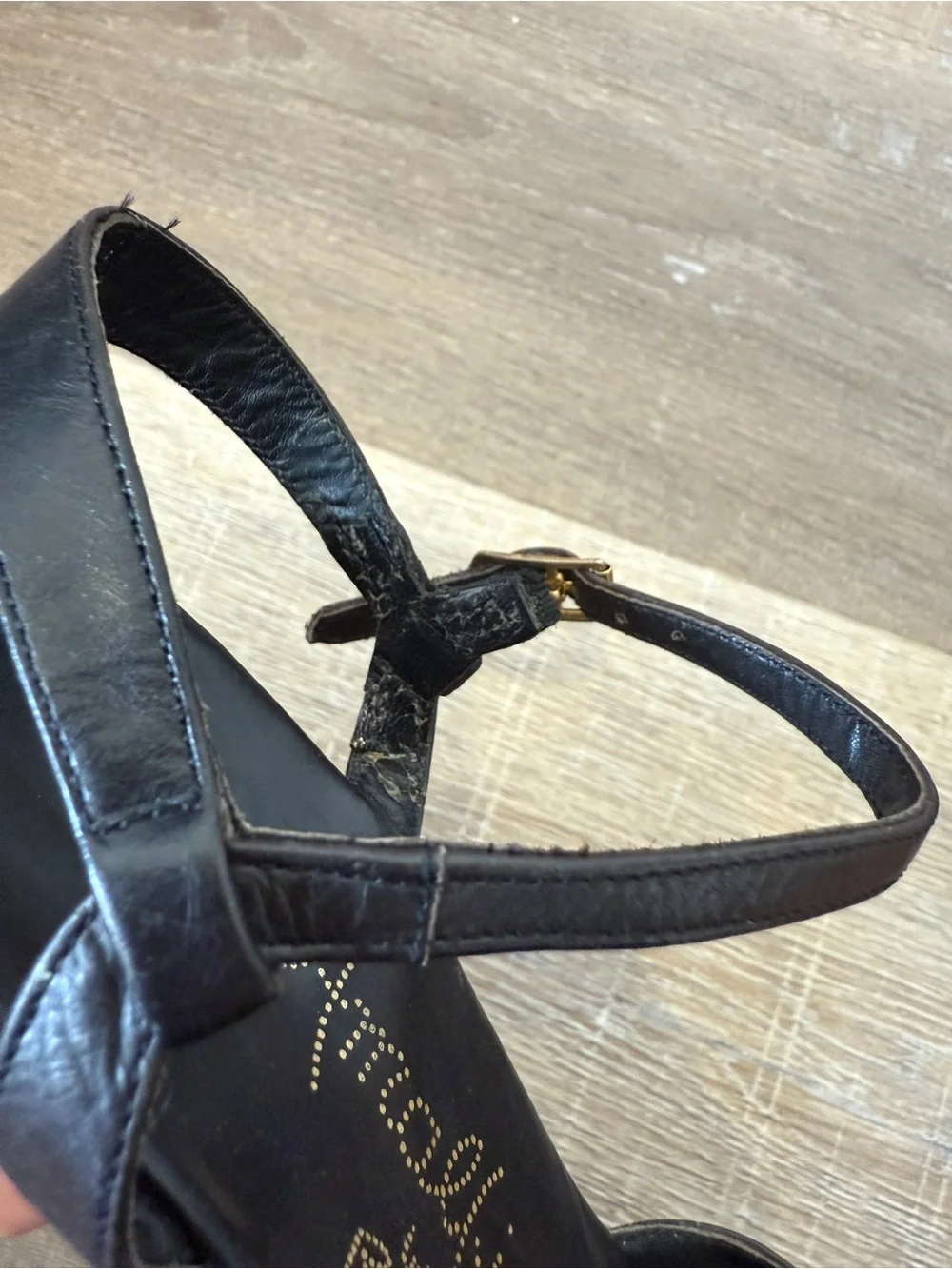 Amalfi by Rangoni Delia Black Leather Low Heel Slingback Sandals Size 7.5